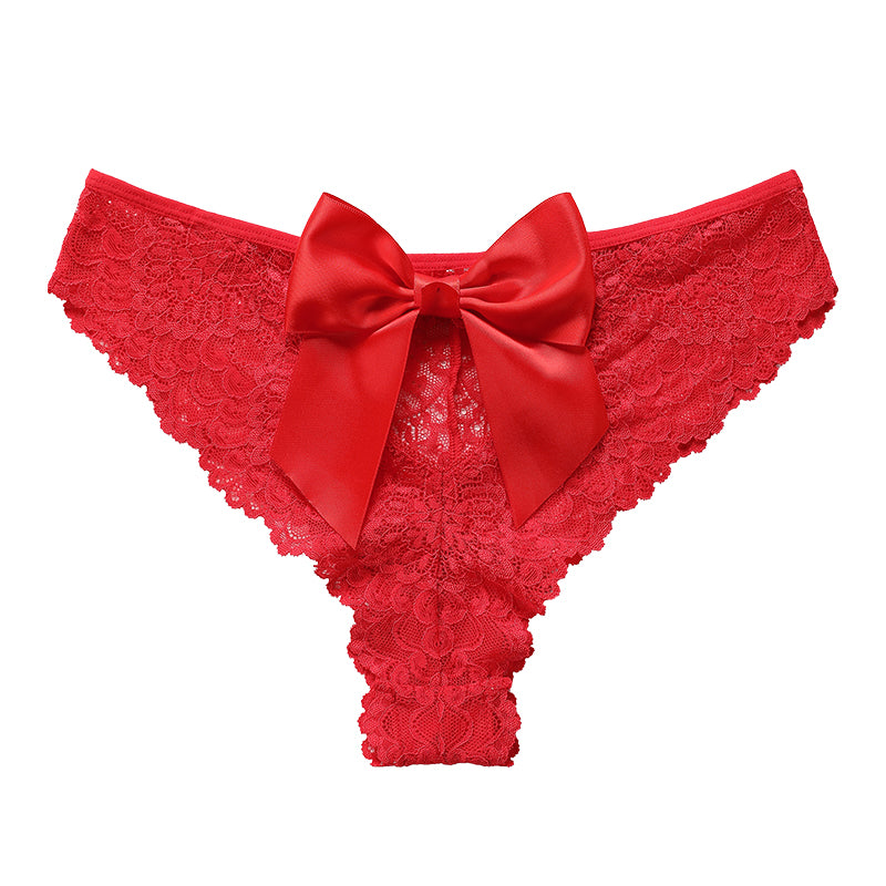 Lace Wrap Big Bow Sexy Triangle Panties