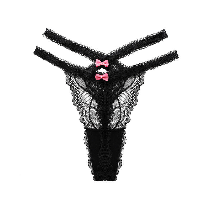 French Plus Size Sexy Bow Lace Panties Thong