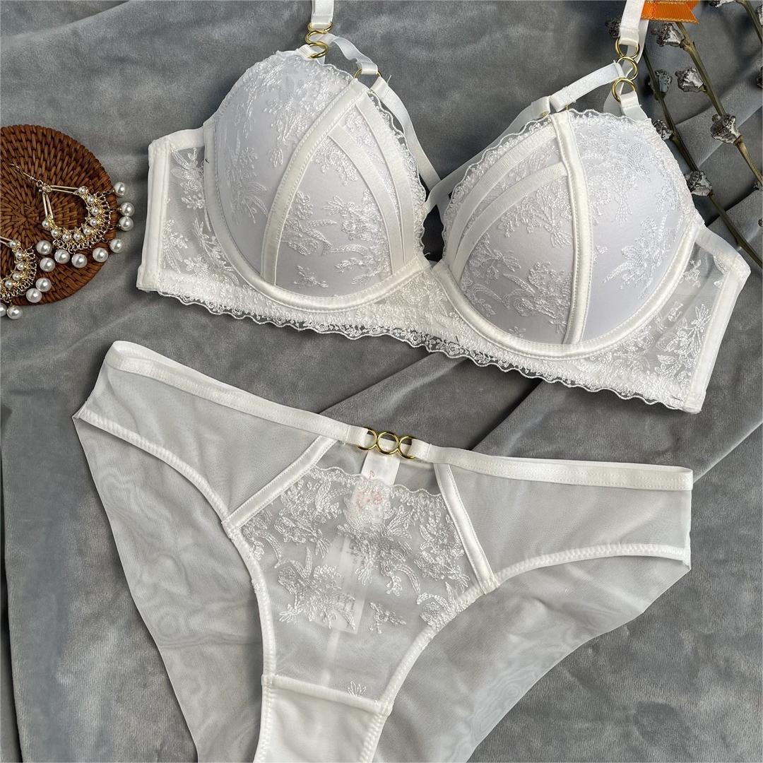 French Style Embroidered Lace Push-up Bra Set