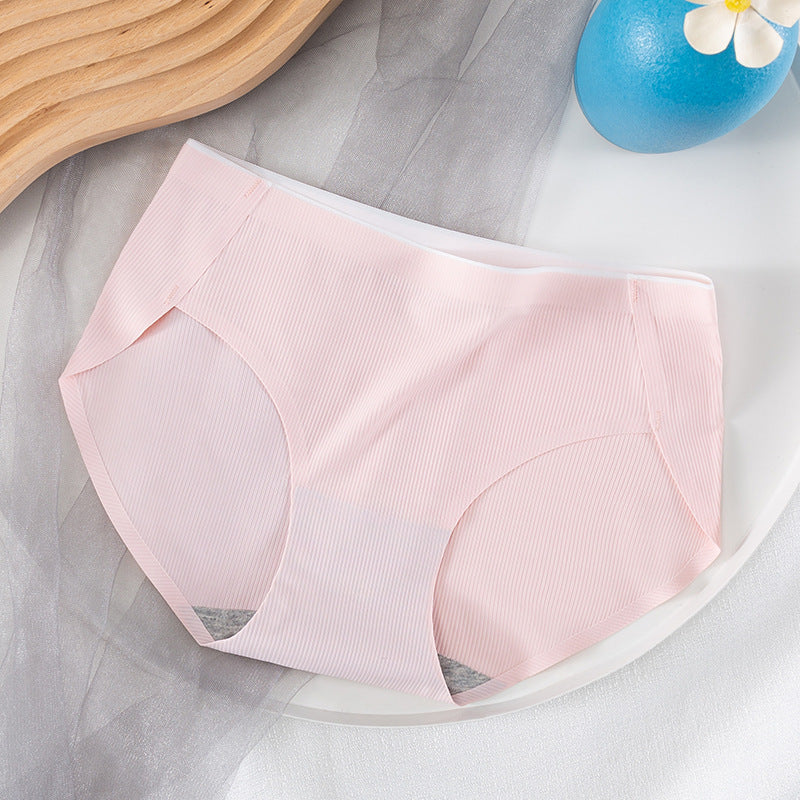 Ice Silk Mid Waist No Trace Drawstring Cotton Panties