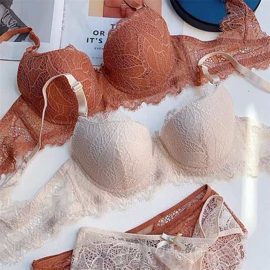 Sweet Lace Pure Desire Thin Cup Sexy Cross Back Plus Size Bra Set