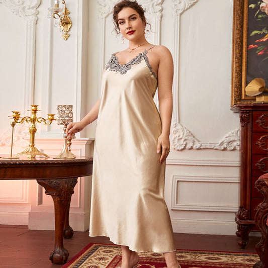 Faux Silk Sleepwear for Women Camisole Nightdress