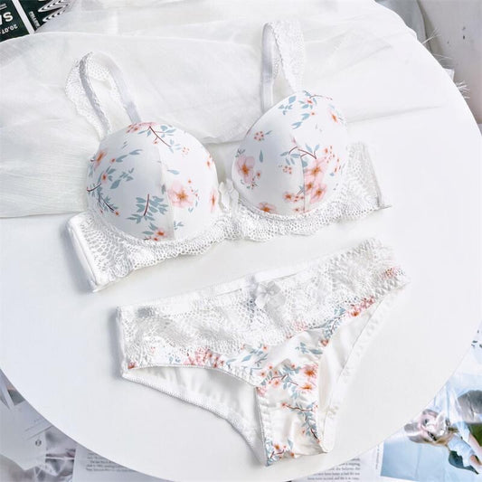 Sweet Summer Floral Cute Bra Set