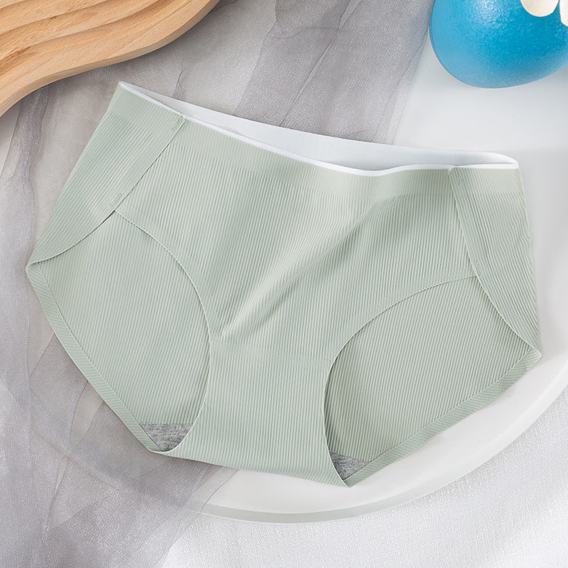 Ice Silk Mid Waist No Trace Drawstring Cotton Panties