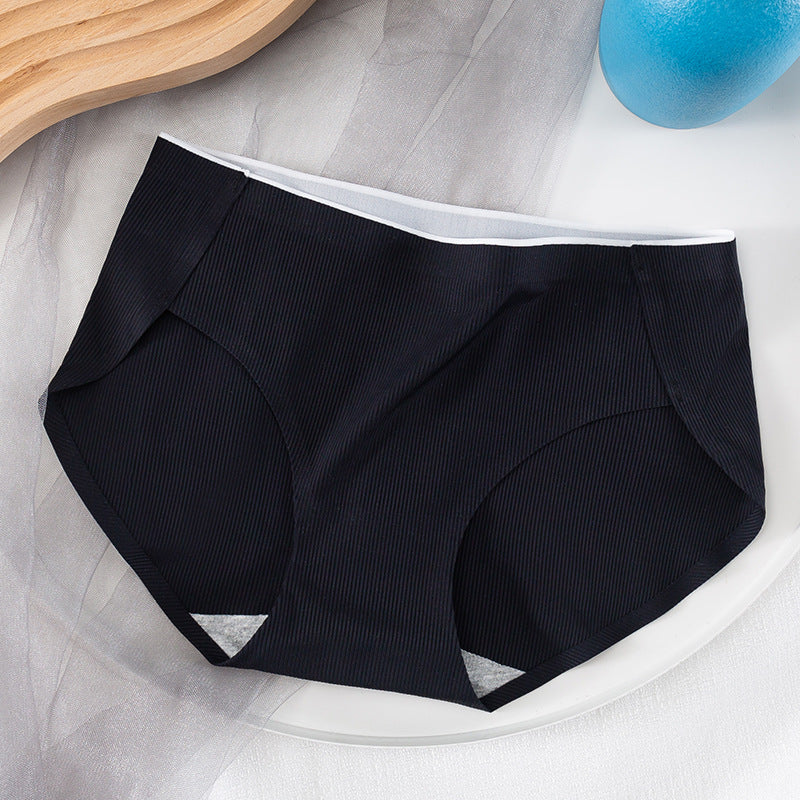 Ice Silk Mid Waist No Trace Drawstring Cotton Panties