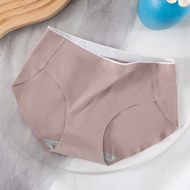 Ice Silk Mid Waist No Trace Drawstring Cotton Panties