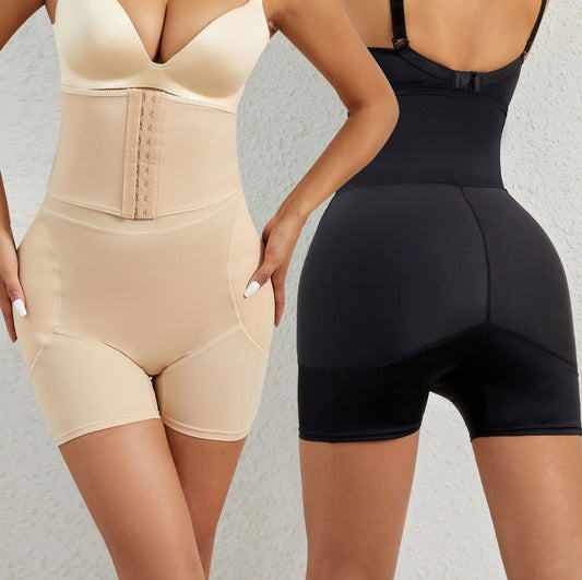 High Waisted Fixed Foam Padded Buttock and Crotch Plumping Buttoned Shapewear