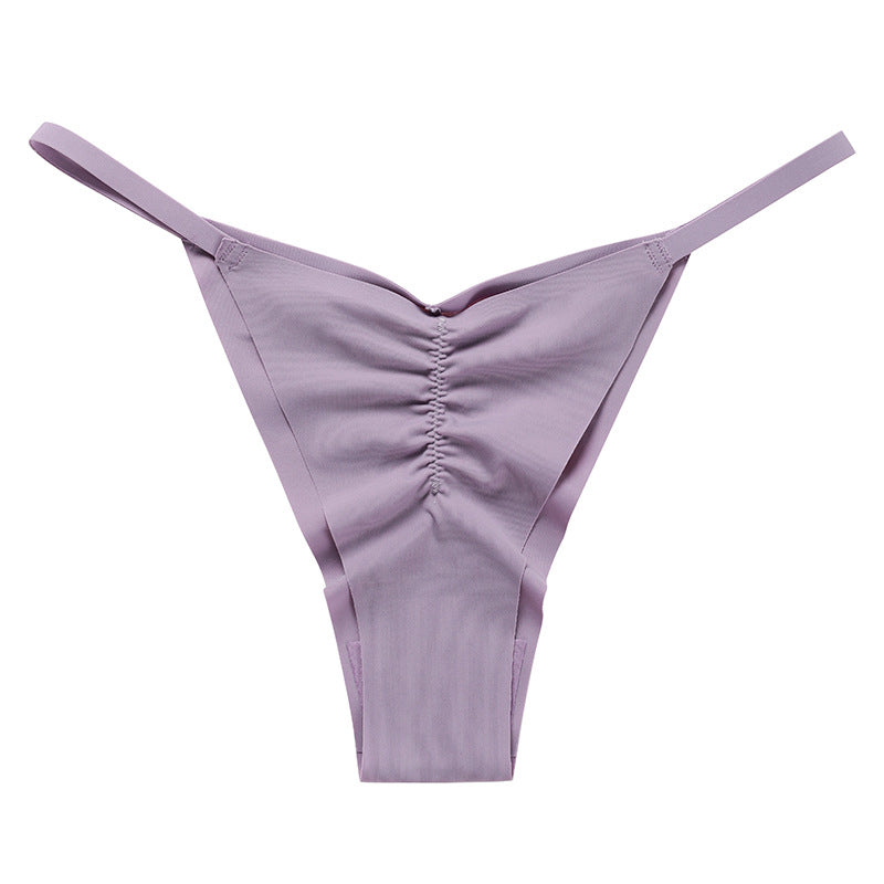 Ice Silk Pleated Sports Sexy Spaghetti Straps No Trace Triangle Panties