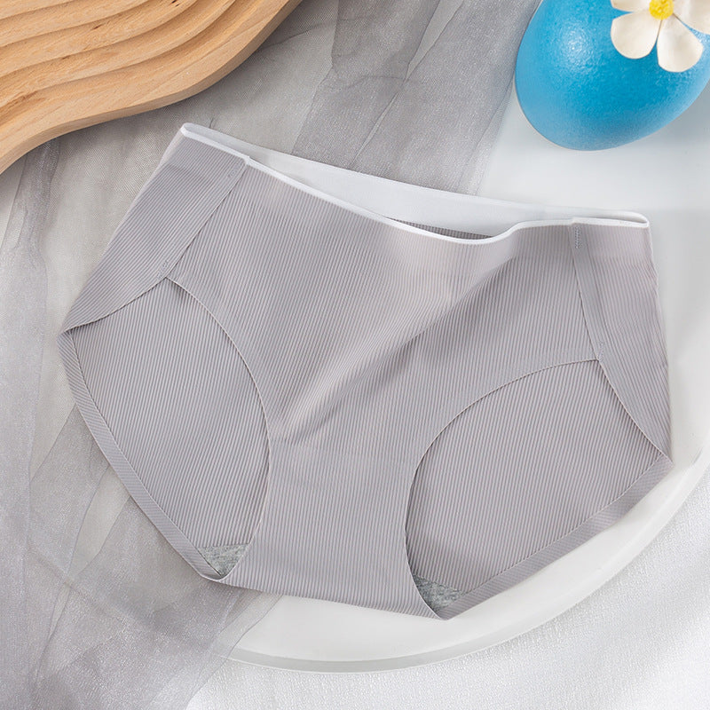 Ice Silk Mid Waist No Trace Drawstring Cotton Panties