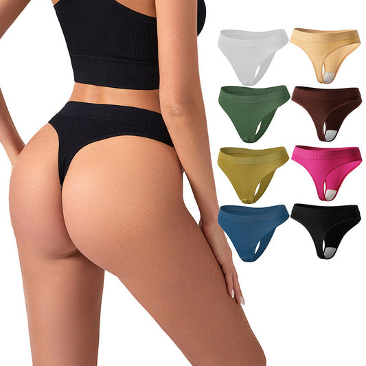 Large Size No Trace Solid Color Sexy Stretch T Panties Low Waist Panties