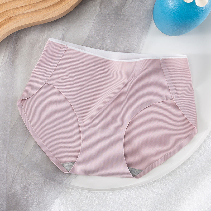 Ice Silk Mid Waist No Trace Drawstring Cotton Panties