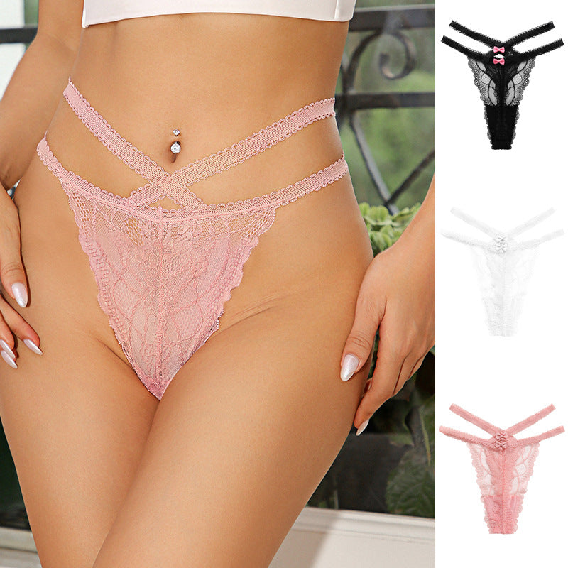 French Plus Size Sexy Bow Lace Panties Thong