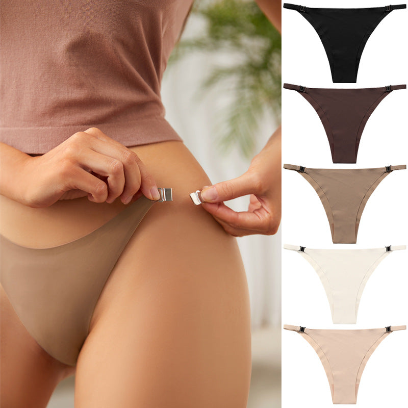 Metal Button No Removal Spaghetti Strap Ice Silk Panties