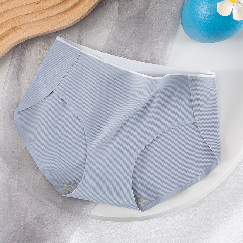 Ice Silk Mid Waist No Trace Drawstring Cotton Panties