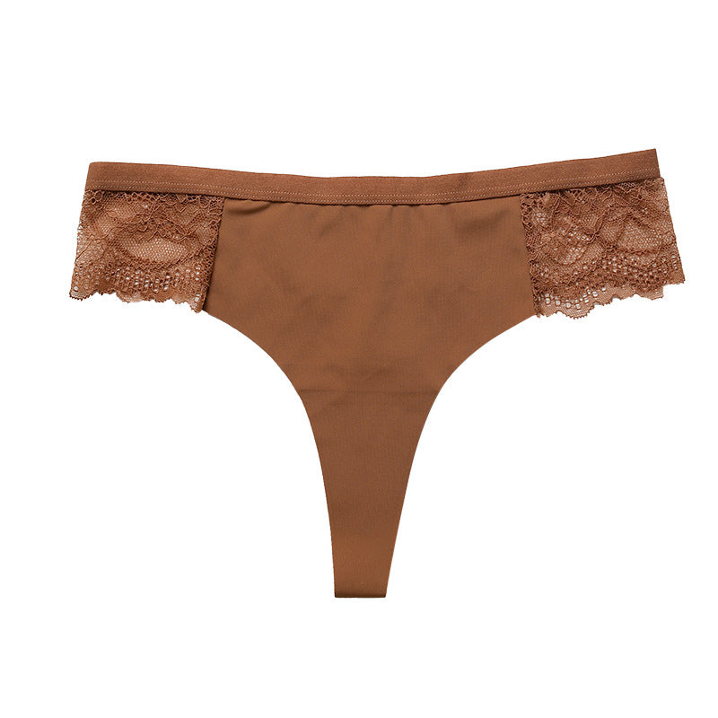 French Sexy Lace Splicing Leopard Print No Trace Panties