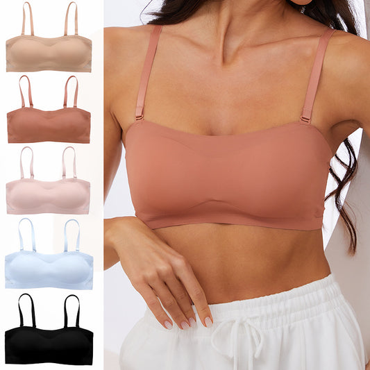 Non-marking One-piece Glossy Thin Gathered Bra