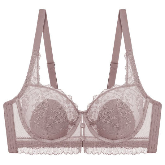 Large Size Gathering Collecting Side Breasts Anti-Sagging Lace Thin Bra