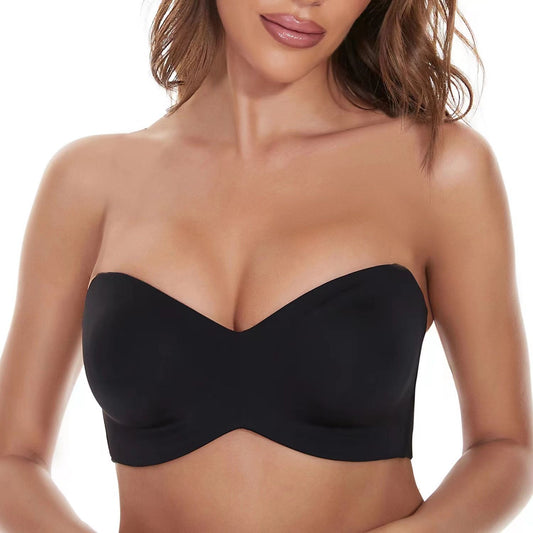 Removable Shoulder Straps Plunge Type Ultra-thin Large Cup Strapless Non-Slip Bra